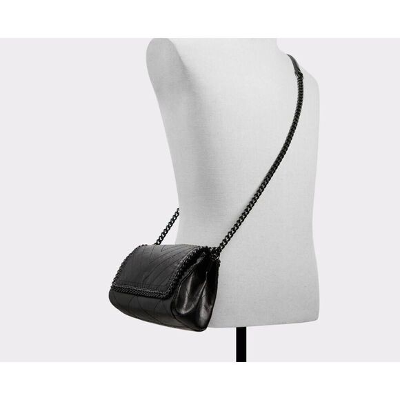 NWT~ALDO Black Kayleyyx Chain Accent Rock Inspired Shoulder/Crossbody Handbag - Picture 9 of 11